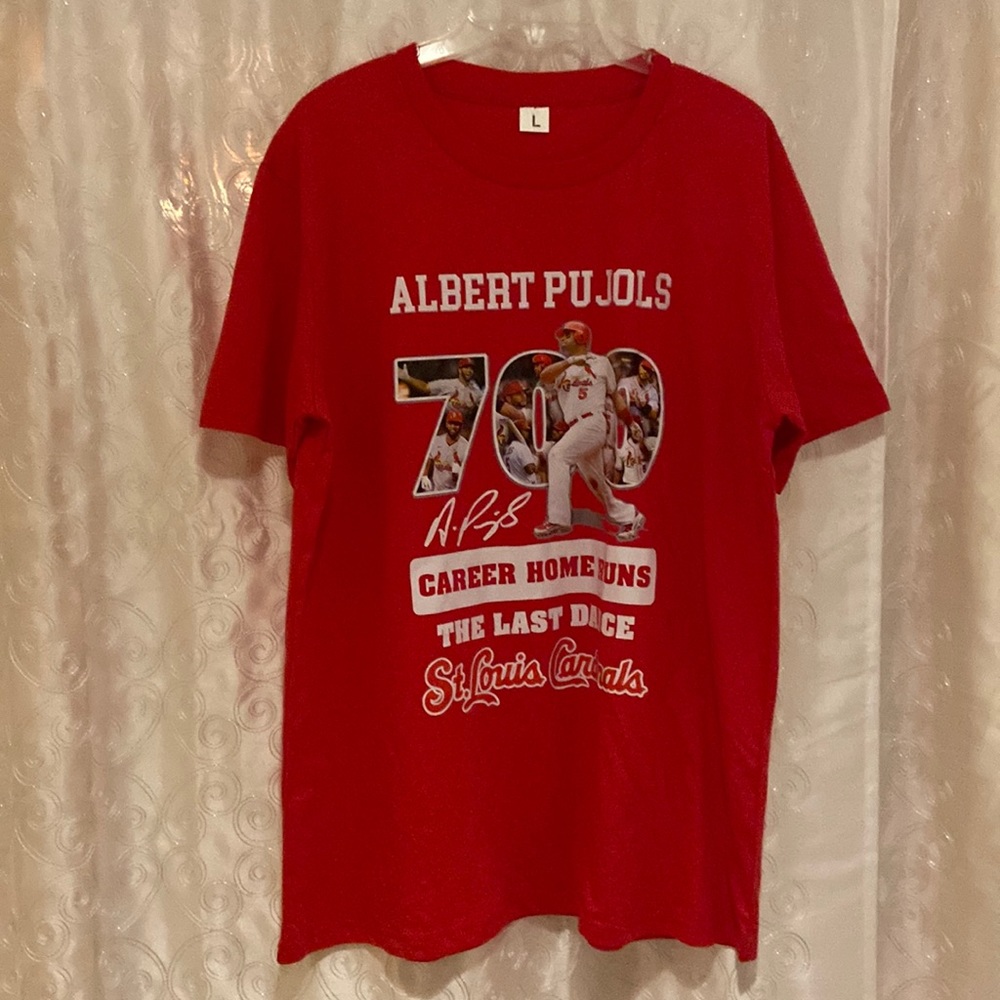 MLB Albert Pujols 700 Career Home Runs St. Louis Cardinals T-Shirt Adult Size L!